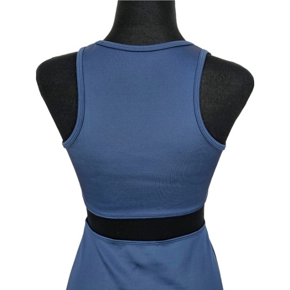 Melody Ehsani ME Womens Sleeveless Halter Mini Dress Sz Small Blue Tennis Prep - Picture 12 of 15